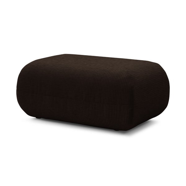 Pouf in velluto a coste marrone scuro Lecomte - Bobochic Paris-image-3