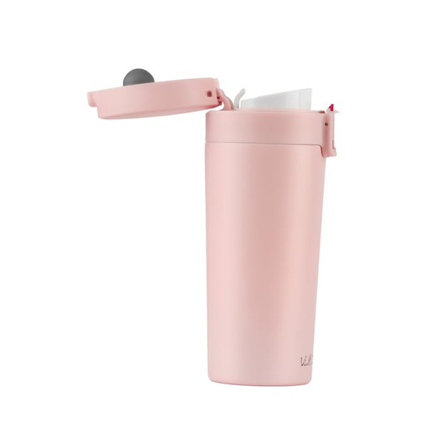 Tazza termica da viaggio rosa, 400 ml Fuori - Vialli Design-image-2