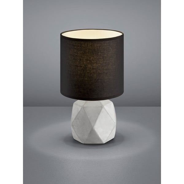 Lampada da tavolo nera/grigia con paralume in tessuto (altezza totale 28 cm) Pike – Reality-image-1