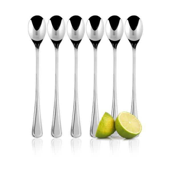 Set di cucchiai a manico lungo argentato in acciaio inox 6 pz per 6 persone London – Kulig