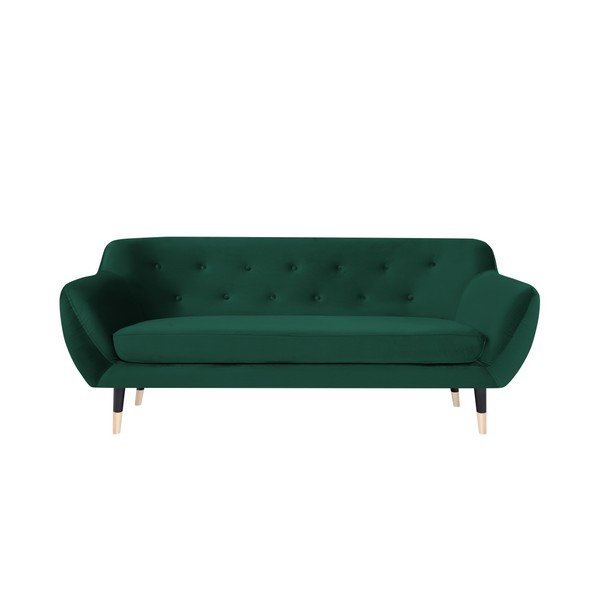 Divano verde con gambe nere Amelie, 188 cm - Mazzini Sofas