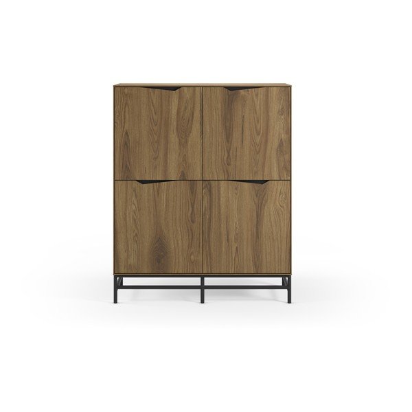 Armadietto nero/di colore naturale con effetto rovere 98x120x40 cm Aiden – Marckeric-image-1