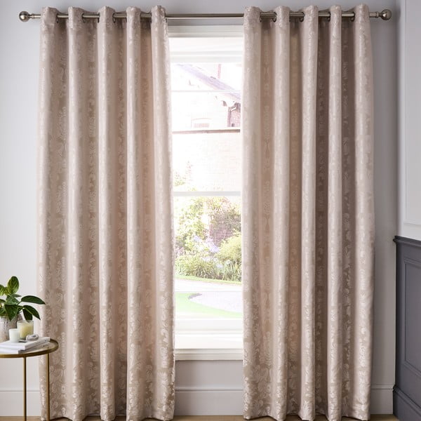 Tende damascate beige in set di 2 pezzi 229x229 cm Damask Jacquard - Catherine Lansfield-image-1
