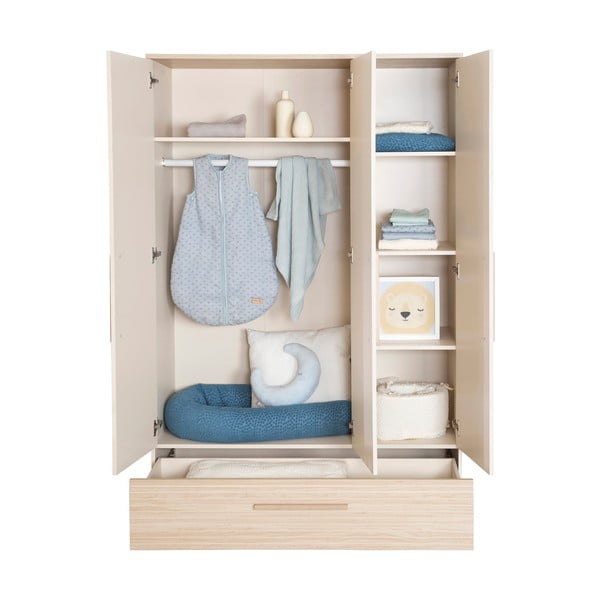 Armadio per bambini color crema/di colore naturale con effetto rovere 118x190x52 cm Sidney – Roba-image-4