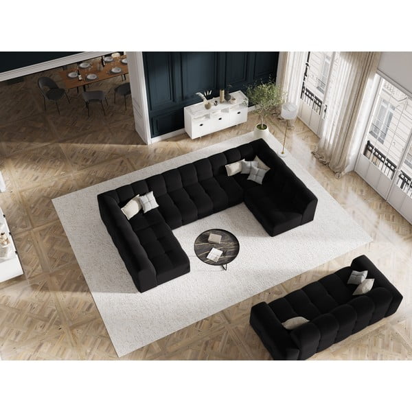 Divano angolare in velluto nero (a U) Kendal - Micadoni Home-image-1