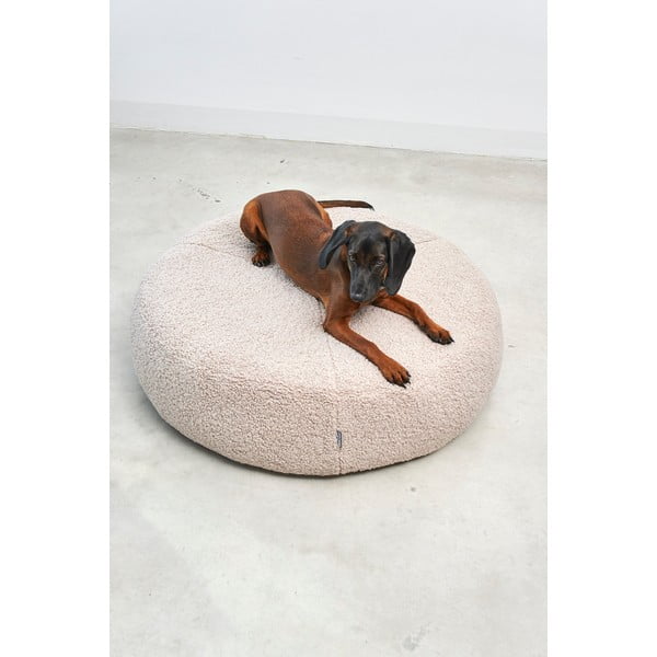 Cuccia beige in materiale bouclé ø 90 cm Senso Pouffe Greige M/L - MiaCara-image-3