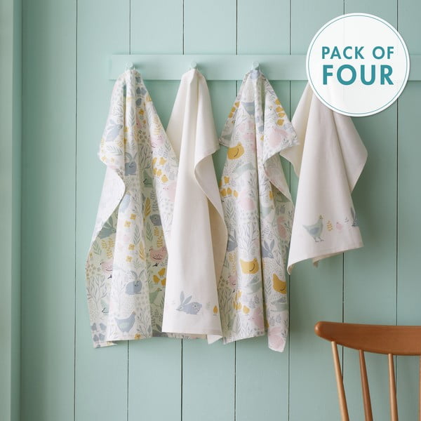 Asciugamani in cotone in set da 4 50x70 cm Cottage Friends - Catherine Lansfield-image-4