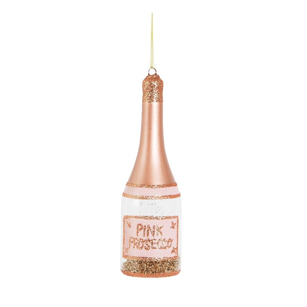 Decorazione per albero di natale in vetro fatta a mano ø 5 cm Pink Prosecco – Sass & Belle | Decorazioni per l'albero di natale