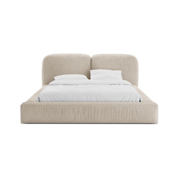 Letto matrimoniale imbottito beige con contenitore con rete inclusa 200x200 cm Martina – Micadoni -image-4