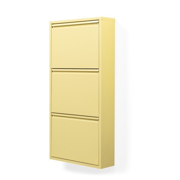 Scarpiera giallo chiaro in acciaio con ante ribaltabili/da parete 50x103x15 cm Billy – Spinder Design