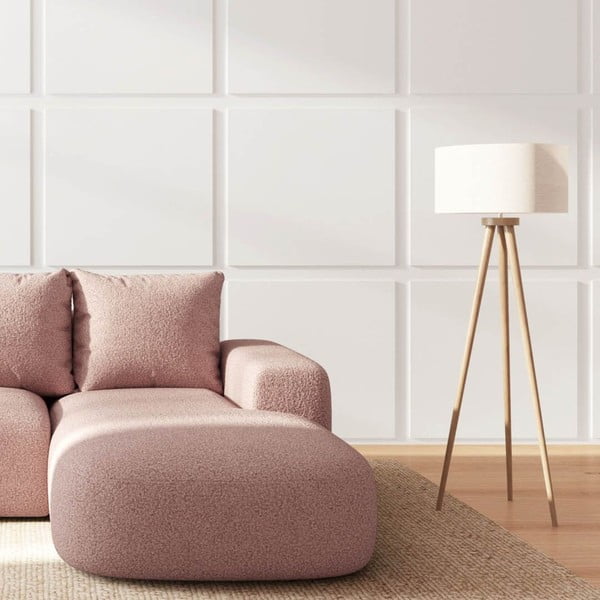 Divano angolare rosa (con penisola a destra e chaise lounge) rivestito in bouclé Monce – Rodier-image-3