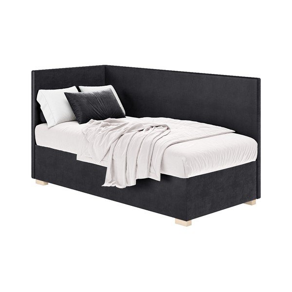 Letto da bambini con sponde blu scuro con contenitore con materasso incluso 90x200 cm Flexi – Ghado-image-3