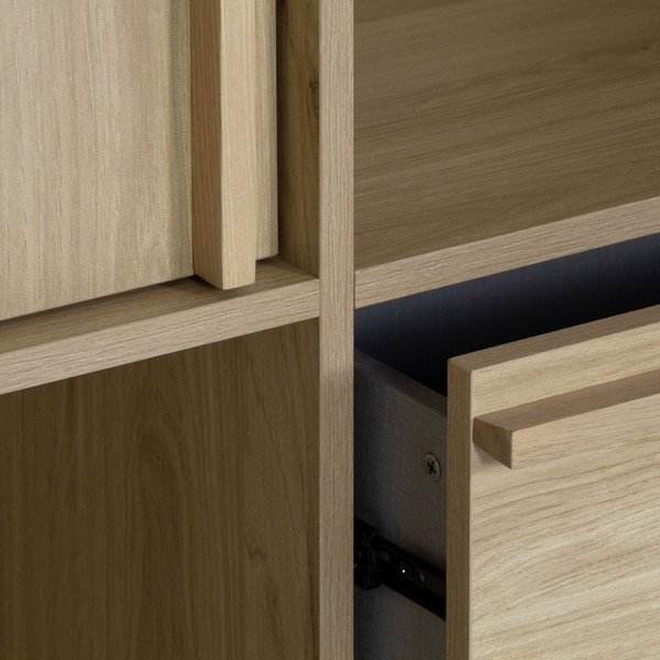 Libreria di colore naturale con effetto rovere 90x139x40 cm Luc – Marckeric-image-4