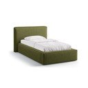 Letto singolo imbottito verde con contenitore con rete inclusa 90x200 cm Jodie – Micadoni 