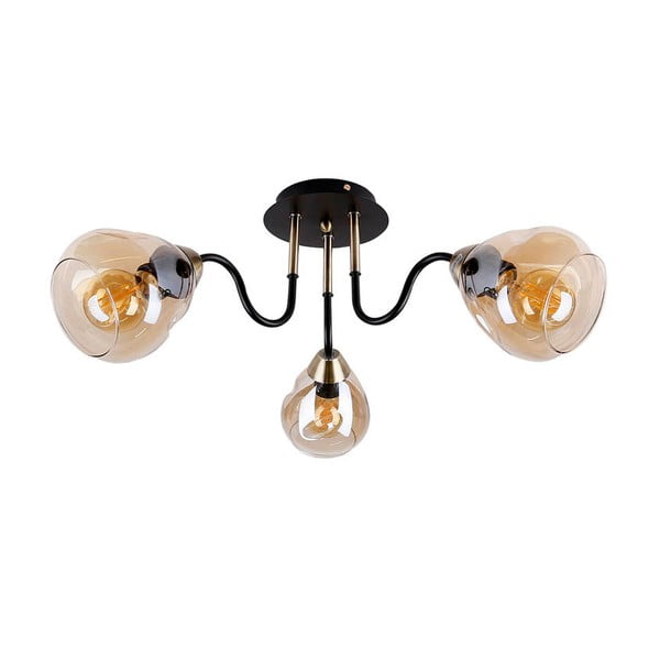 Apparecchio da soffitto con paralume in vetro in nero e oro Unica - Candellux Lighting