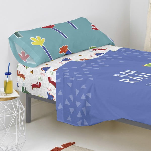 Lenzuolo di cotone per bambini, 90 x 200 cm Funnysaurus - Moshi Moshi-image-1