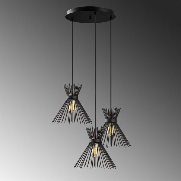 Lampadario nero con paralume in metallo ø 63 cm Kirpi – Opviq lights-image-1