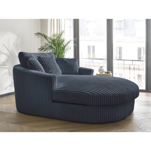 Poltrona blu scuro con rivestimento in velluto a coste Belem – Bobochic Paris-image-1