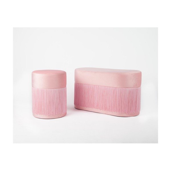 Pouf rosa con rivestimento in velluto, ø 36 cm - Velvet Atelier-image-1