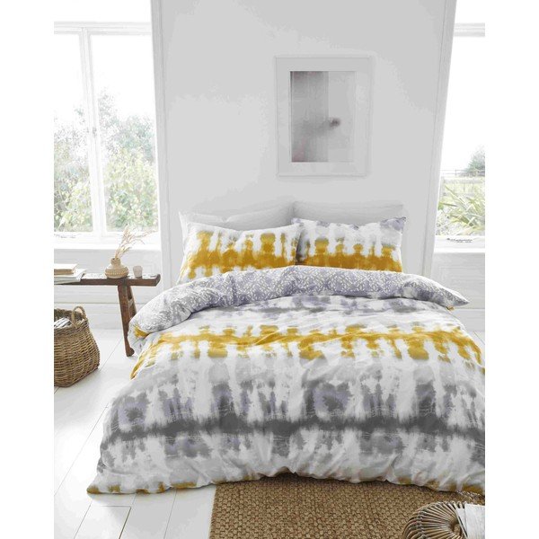 Biancheria da letto in cotone giallo-grigio 200x200 cm Hermosa - Pineapple Elephant-image-2
