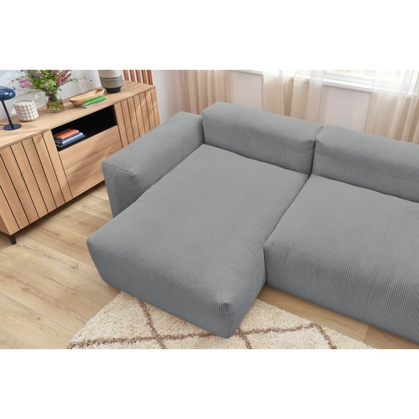 Divano angolare in velluto a coste grigio chiaro (angolo sinistro) Lafayette - Bobochic Paris-image-1