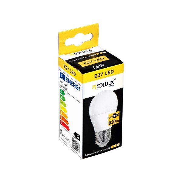 Lampadina LED con luce bianca calda con presa E27, 7,5 W – Sollux-image-1