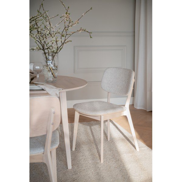 Sedia da pranzo color crema/colore naturale chiaro in rovere massiccio Barrett – Rowico-image-4