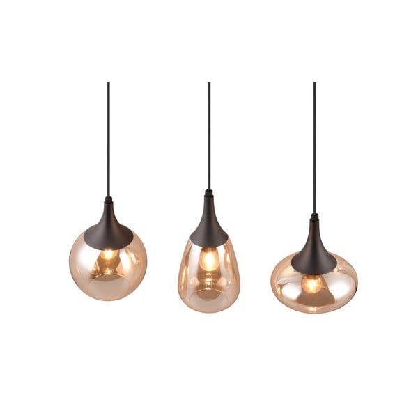 Lampada a sospensione nero-arancio con paralume in vetro Lumina - Trio-image-1