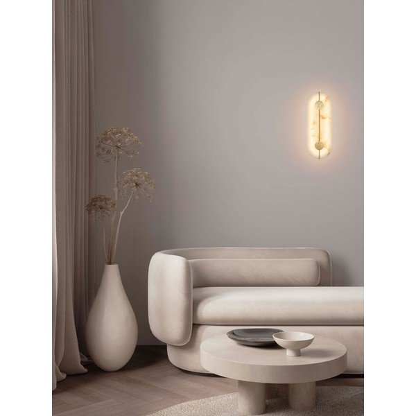 Lampada da parete LED color crema/color ottone con effetto pietra Aider – Nova Luce-image-1