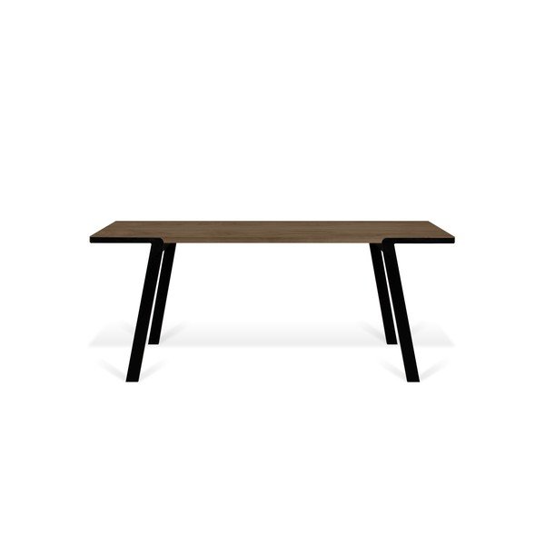 Tavolo da pranzo con piano in noce e gambe nere Drift - TemaHome