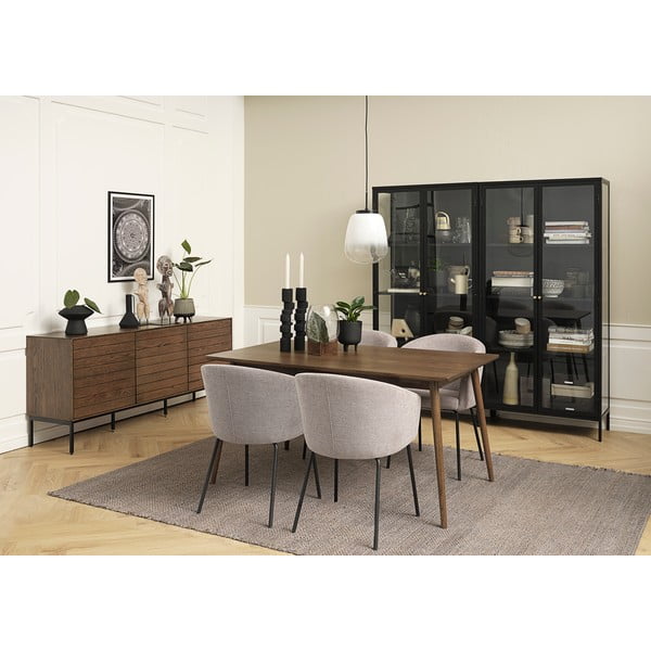 Sedia da pranzo grigio chiaro in imbottito con braccioli Easton – Unique Furniture-image-1