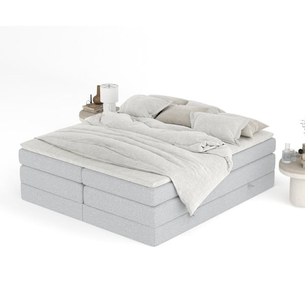 Letto boxspring grigio chiaro con contenitore/senza testiera 180x200 cm Juniper – Maison de Rêve-image-4