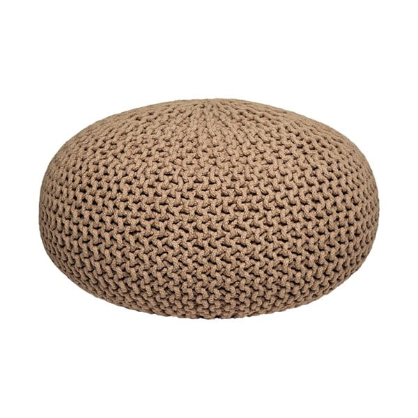 Pouf beige lavorato a maglia Maglia XL, ⌀ 70 cm - LABEL51