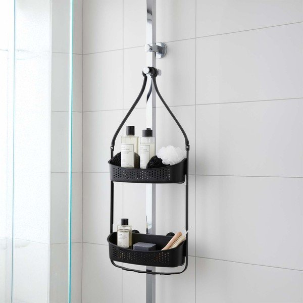 Mensola da bagno da appendere nera opaca in plastica Vesper – douceur d'intérieur-image-1