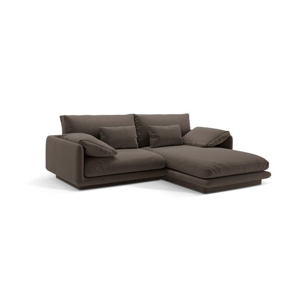 Divano angolare marrone (con penisola a destra/con chaise lounge) con rivestimento in velluto Torino – Micadoni -image-2