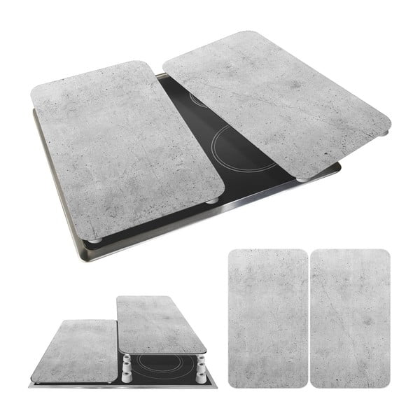 Set di 2 copri stufe in vetro grigio Universal - Wenko-image-3