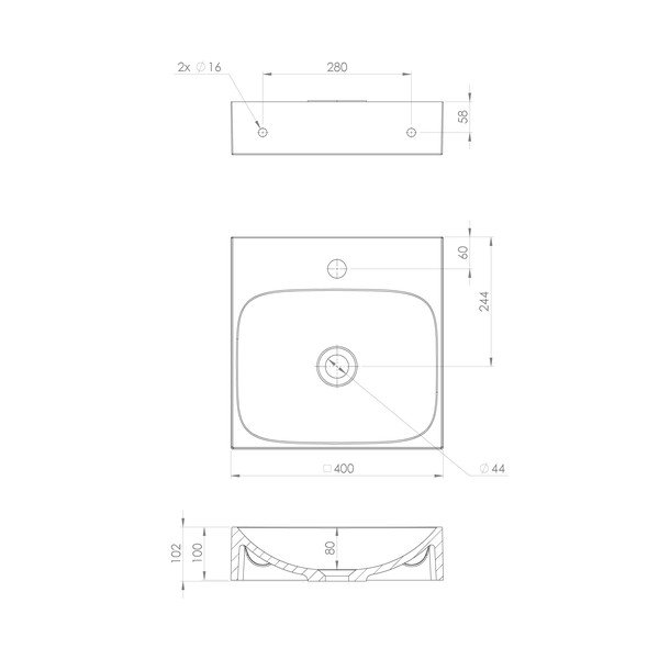 Lavabo bianco in composito minerale 40x40 cm Emona – Sapho-image-4