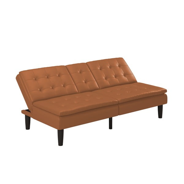 Divano letto in similpelle marrone cognac 191 cm Maine - Støraa-image-3