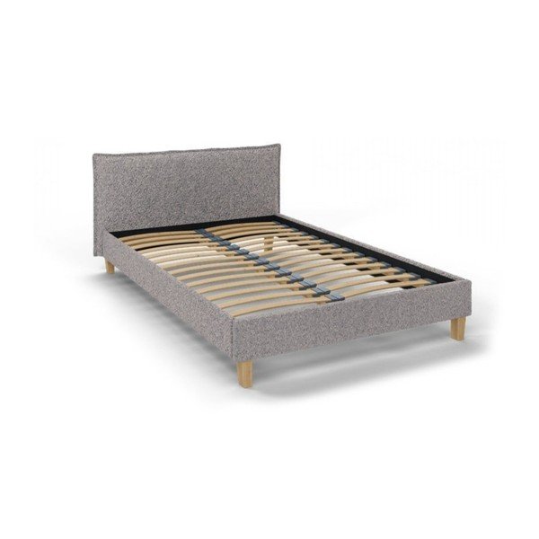 Letto matrimoniale imbottito grigio con griglia 140x200 cm Tina - Ropez