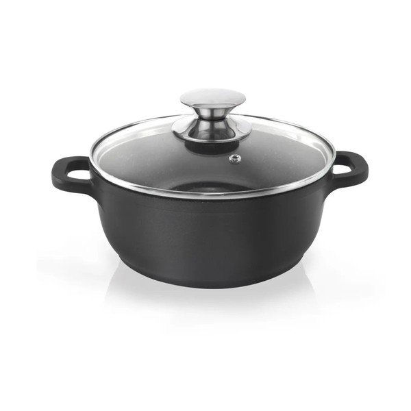 Pentola antiaderente Pfluon Granit con coperchio in vetro , ⌀ 20 cm Grande - Orion