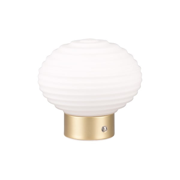 Lampada da tavolo LED dimmerabile in bianco e oro con paralume in vetro (altezza 14,5 cm) Earl - Trio