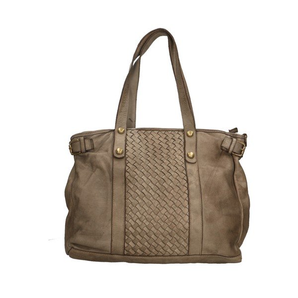 Borsa in pelle marrone e grigia - Chicca Borse