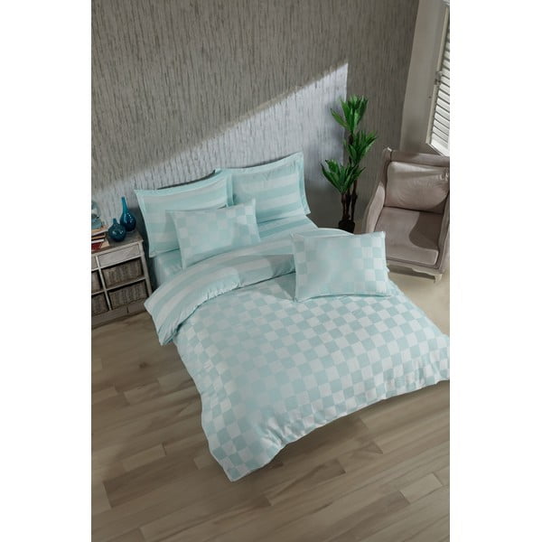 Biancheria da letto color menta in damasco per letto matrimoniale 200x200 cm Kareli – Mijolnir