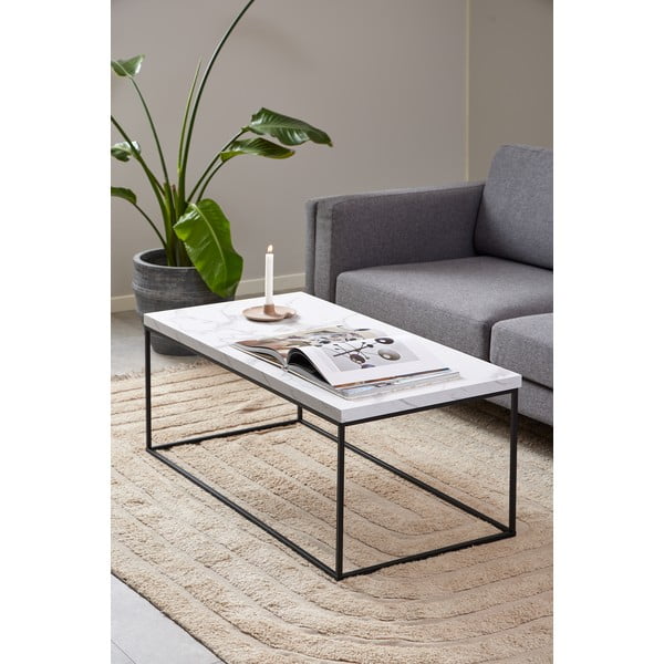 Tavolino bianco con piano in marmo 55x110 cm Barossa - Actona-image-1