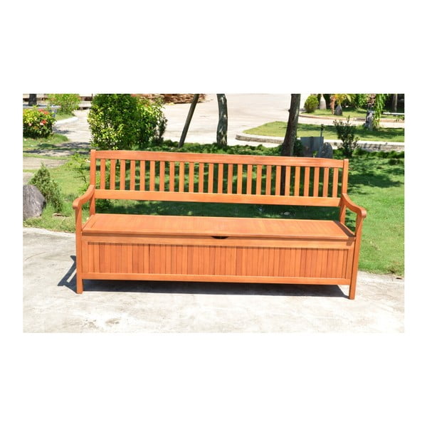 Panchina da giardino con vano portaoggetti in legno di eucalipto Houston, lunghezza 187 cm - Garden Pleasure-image-2