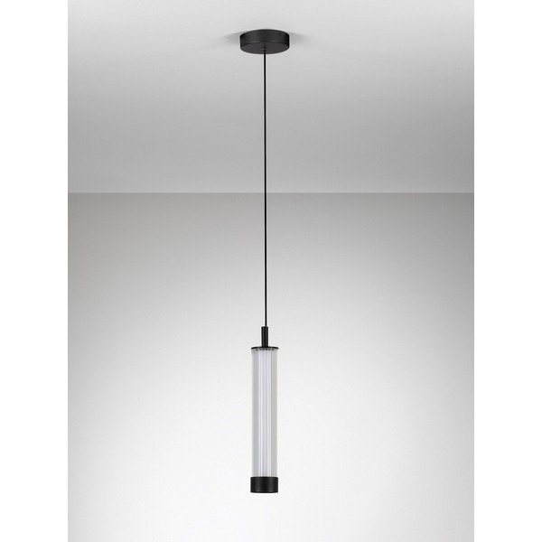Lampadario LED nero opaco in alluminio con paralume in vetro con intensità regolabile ø 6,5 cm Glovia – Nova Luce-image-4