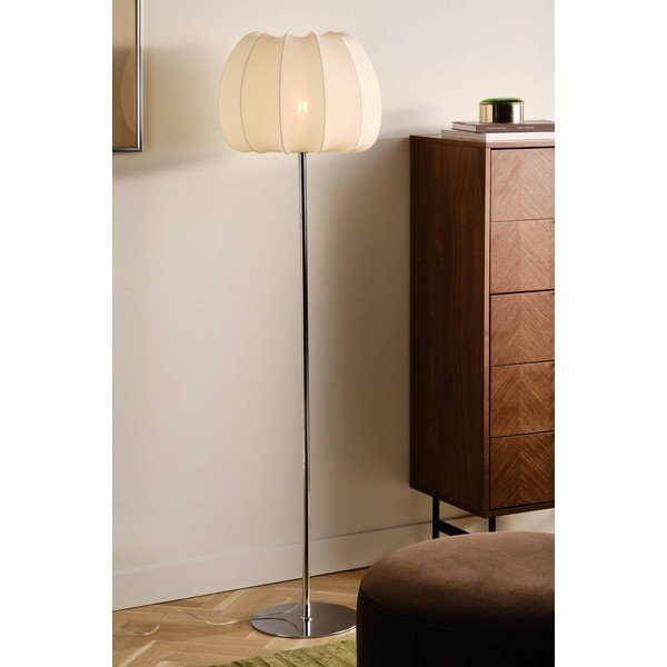 Lampada da terra bianca/color argento lucido in tessuto (altezza totale 150 cm) Pion – Jotex-image-1