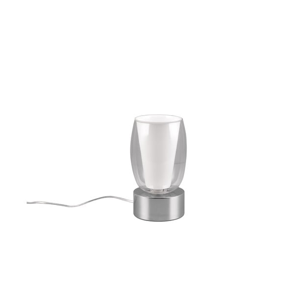 Lampada da tavolo con paralume in vetro in argento (altezza 24 cm) Barret - Trio Select