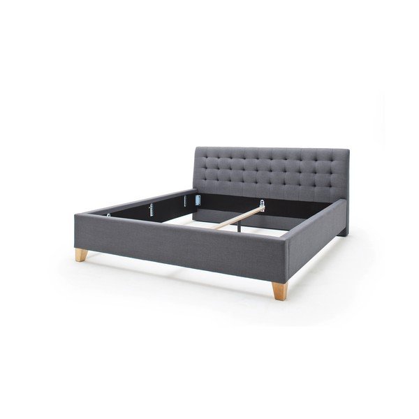 Letto matrimoniale imbottito grigio rete non inclusa 140x200 cm Lucca – Meise Möbel-image-2