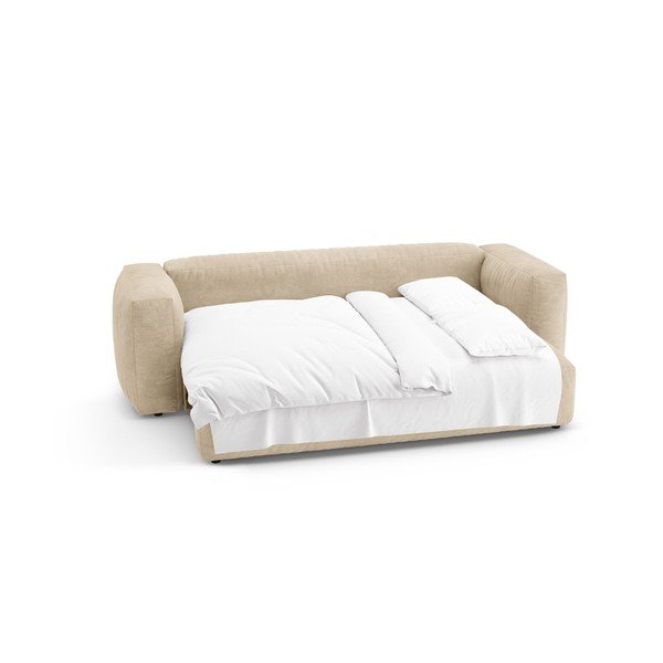 Divano componibile color crema allungabile con rivestimento in velluto 264 cm – Micadoni -image-4